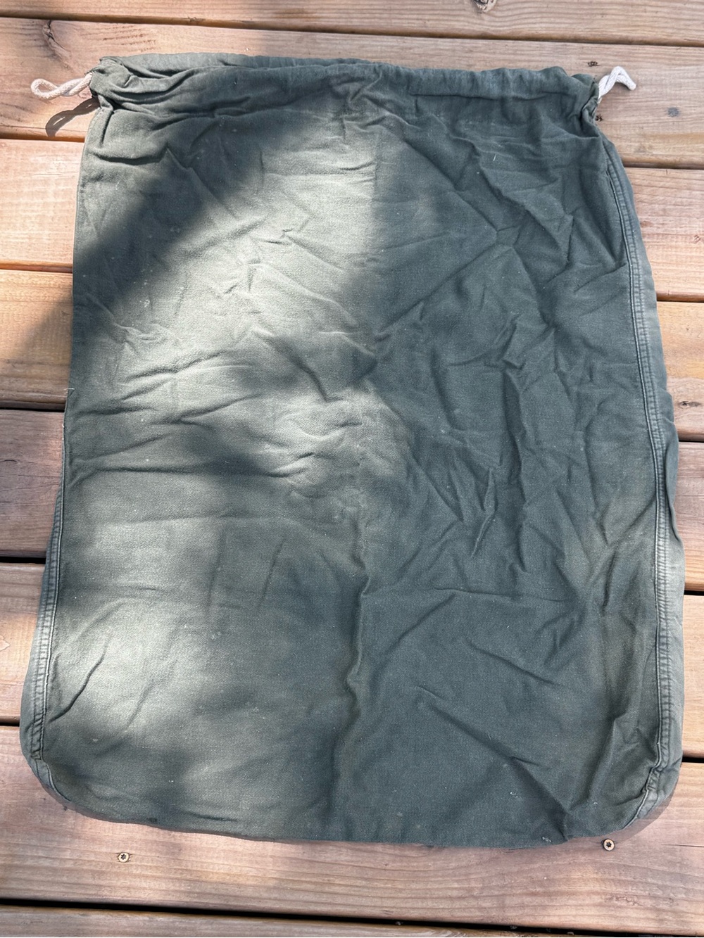 Vintage Military Olive Drab Cotton Laundry Bag Drawstring Barracks Sack